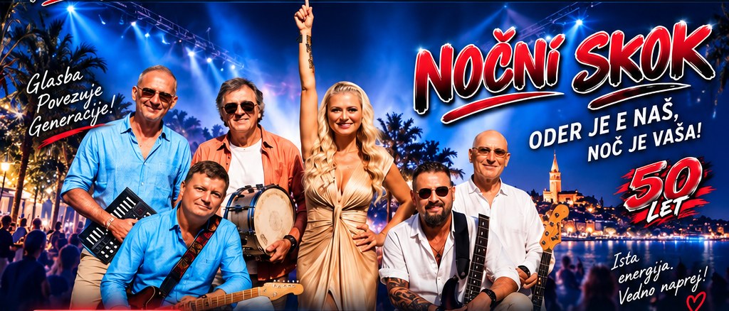 Skupina Nočni Skok na koncertu ob morju – 50 let, Oder je naš, noč je vaša!